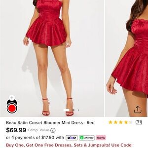 Fashion Nova Red Strapless Dress